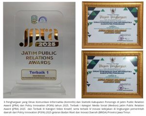 3 Penghargaan Bergengsi Jatim Diraih Kominfo Ponorogo