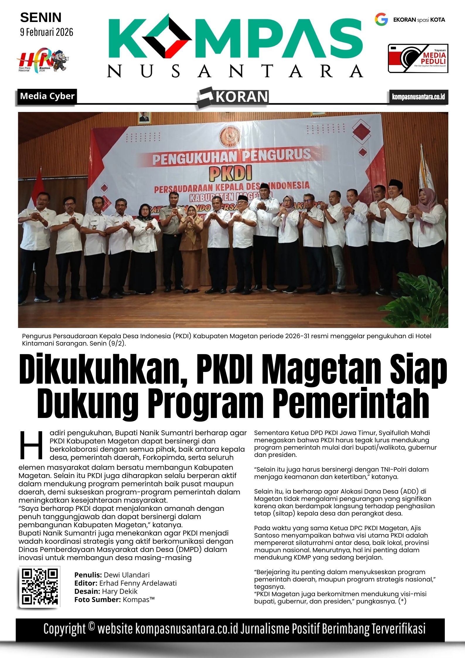 Dikukuhkan, PKDI Magetan Siap Dukung Program Pemerintah