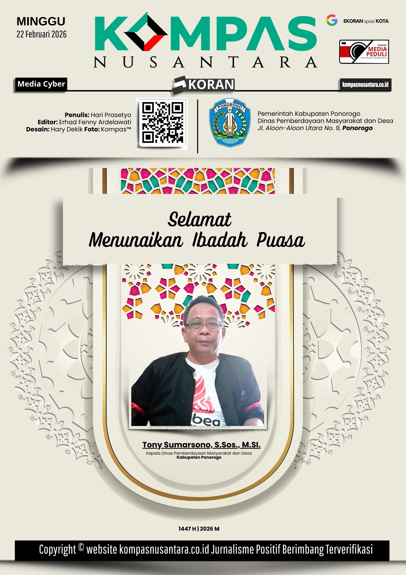 Tony Sumarsono Kepala DPMD Kabupaten Ponorogo