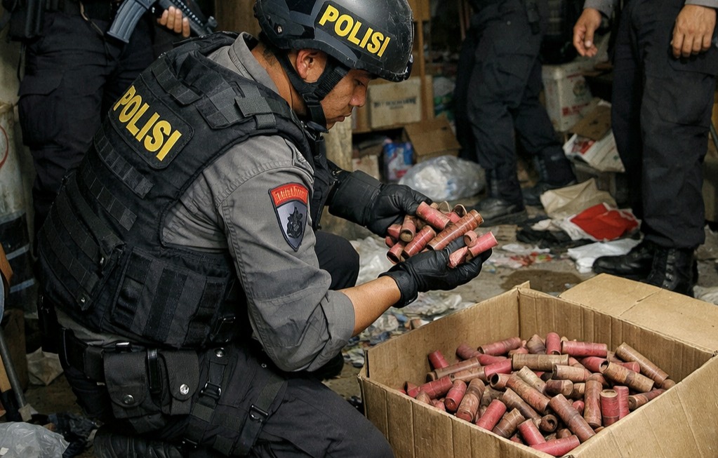 Aparat Polres Ponorogo, Sita Ratusan Selongsong Petasan di Singosaren