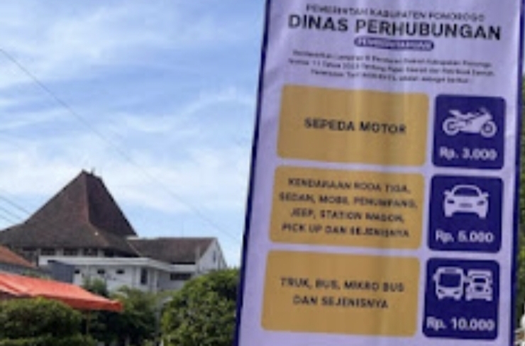Warning Dishub dan Baner Tarif Resmi Parkir, Tidak Digubris Jukir Kawasan Alun-alun Ponorogo