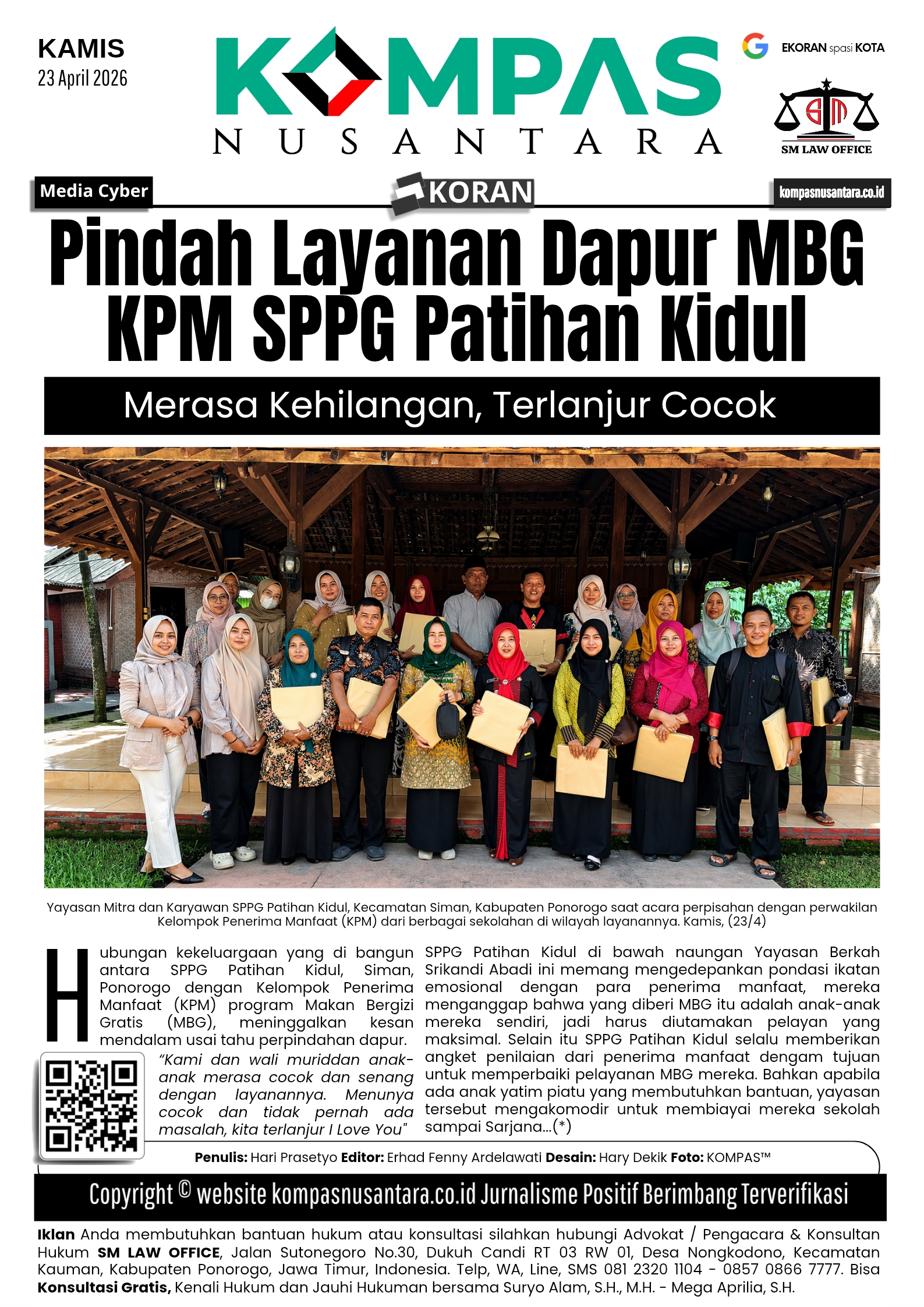 Pindah Dapur MBG, KPM SPPG Patihan Kidul Siman Merasa Kehilangan