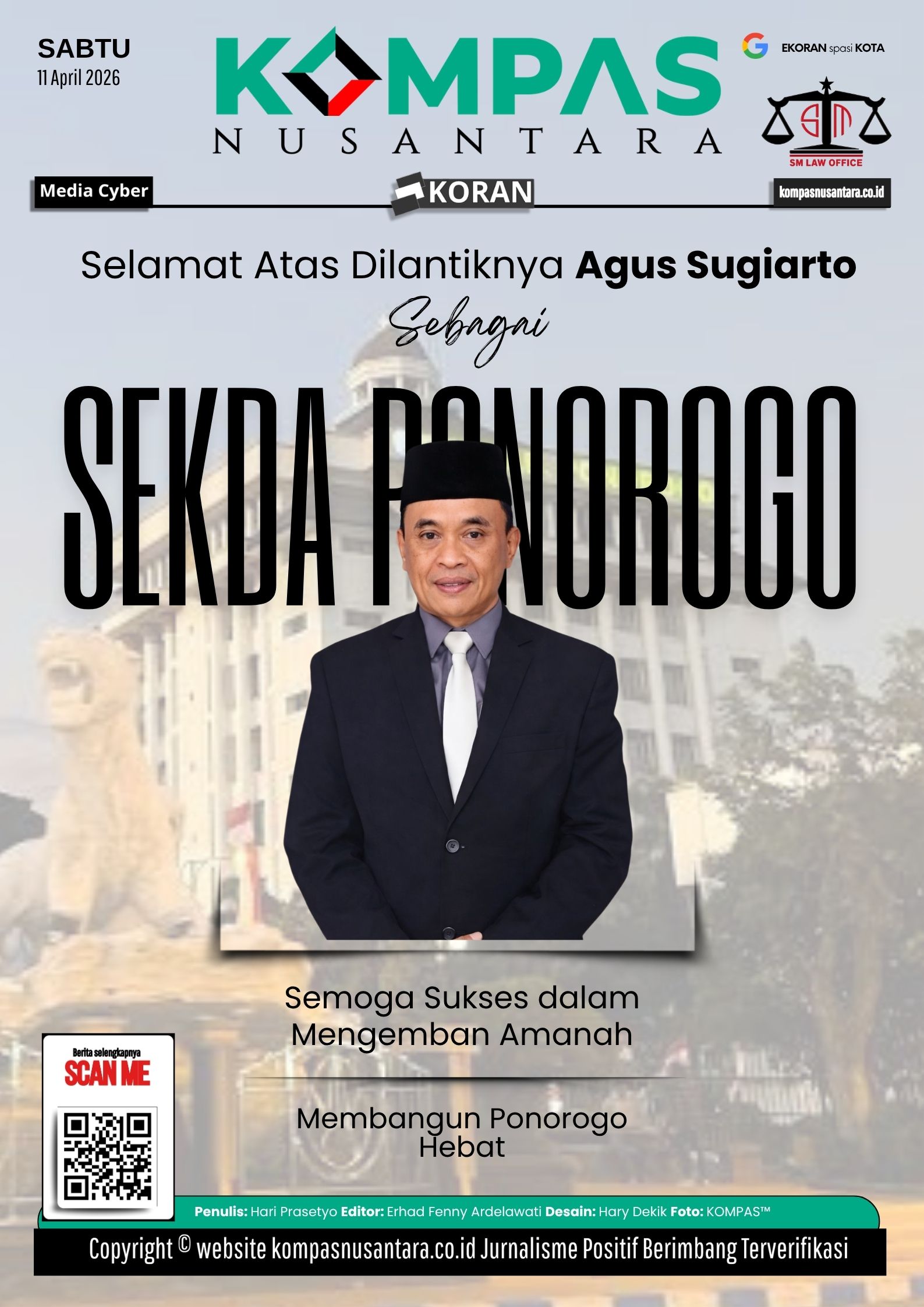 Selamat Dilantiknya Agus Sugiarto sebagai Sekda Ponorogo