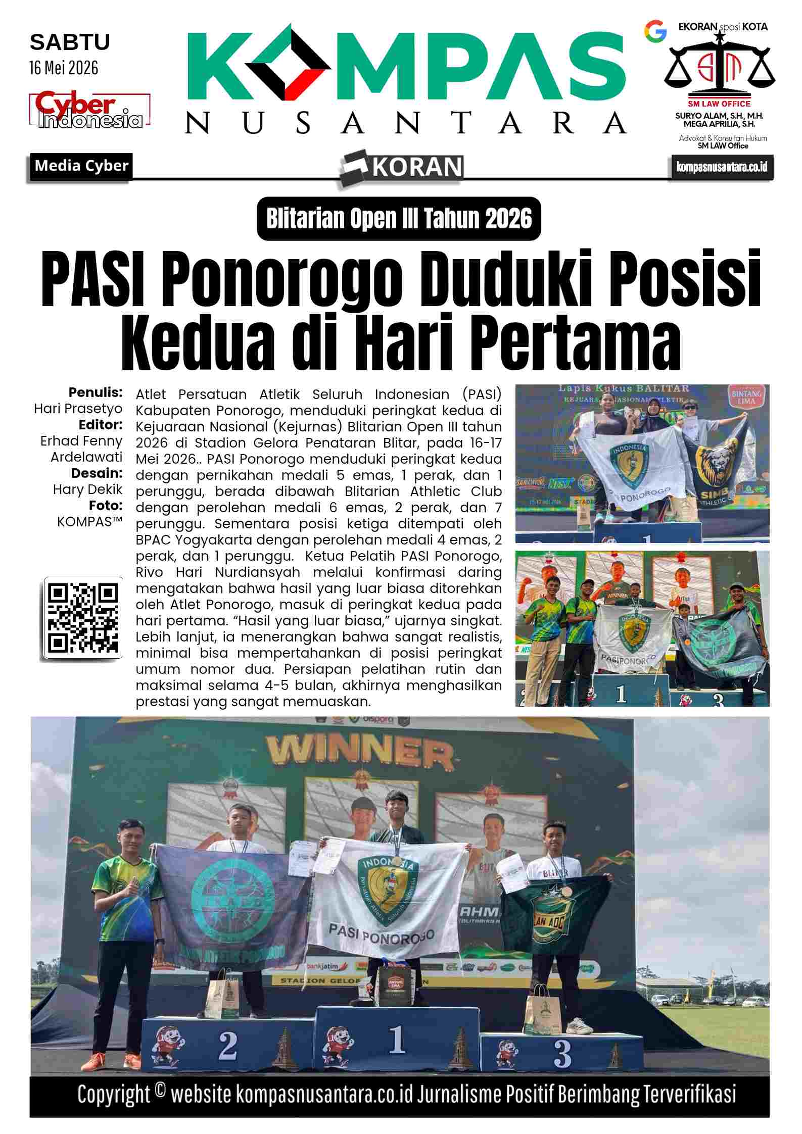 PASI Ponorogo Posisi Kedua di Blitarian Open III di Hari Pertama